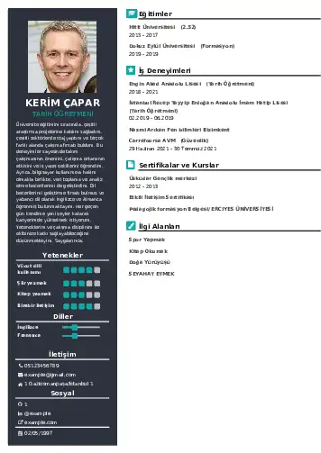 Tarih Öğretmeni Cv Örnekleri cv indir